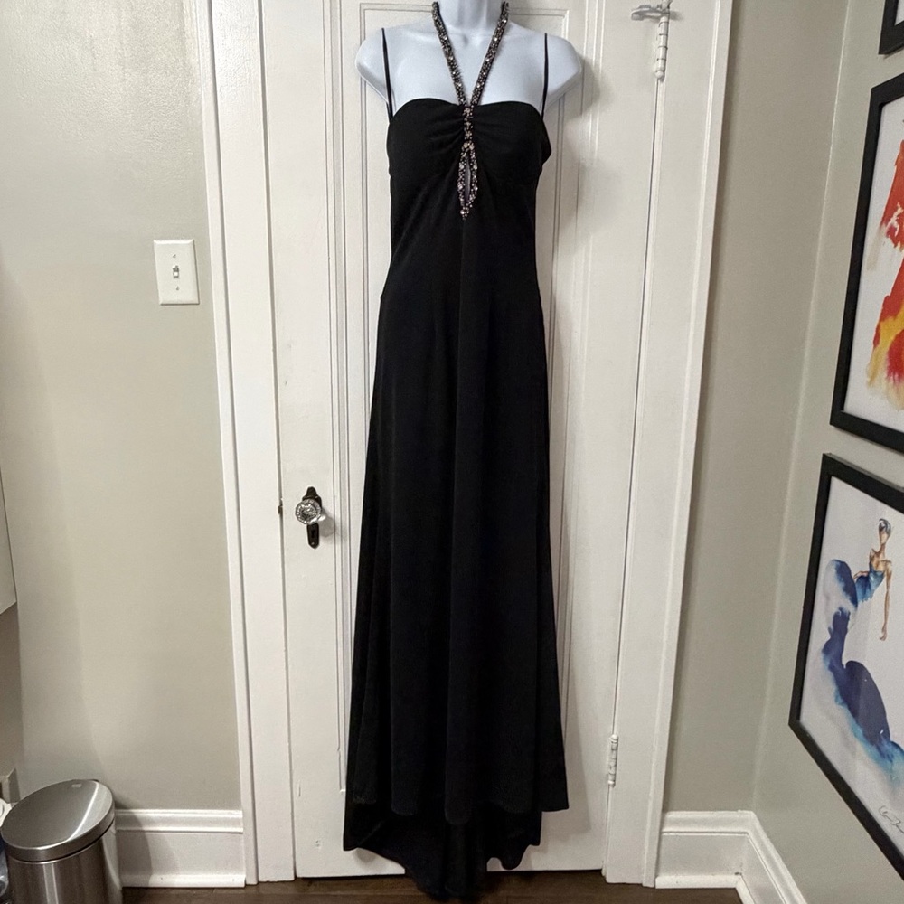 Jovani Elegant Black Halter Maxi Dress size 8